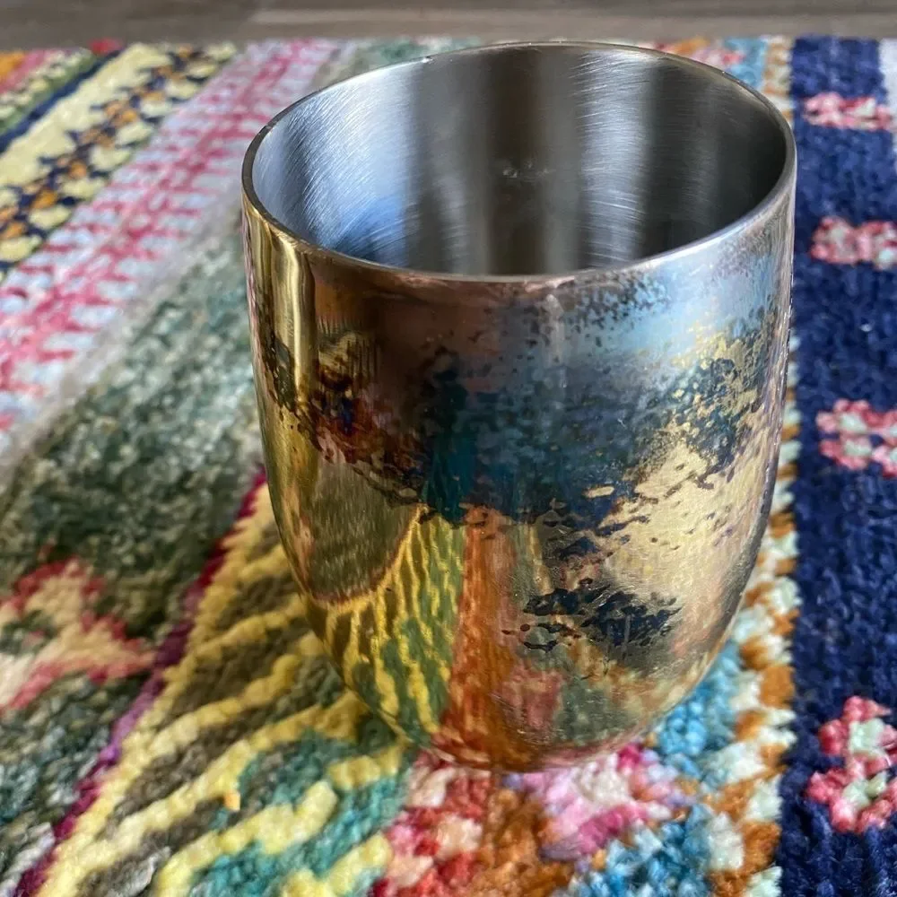 Anthropologie 4 Gold Stainless Steel Wine Mug Cups